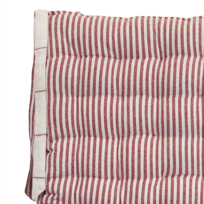 Galette de chaise carrée en coton à rayures - Rouge