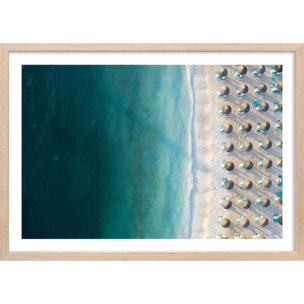 Poster bleu pacifique Affiche + cadre en bois - Chêne