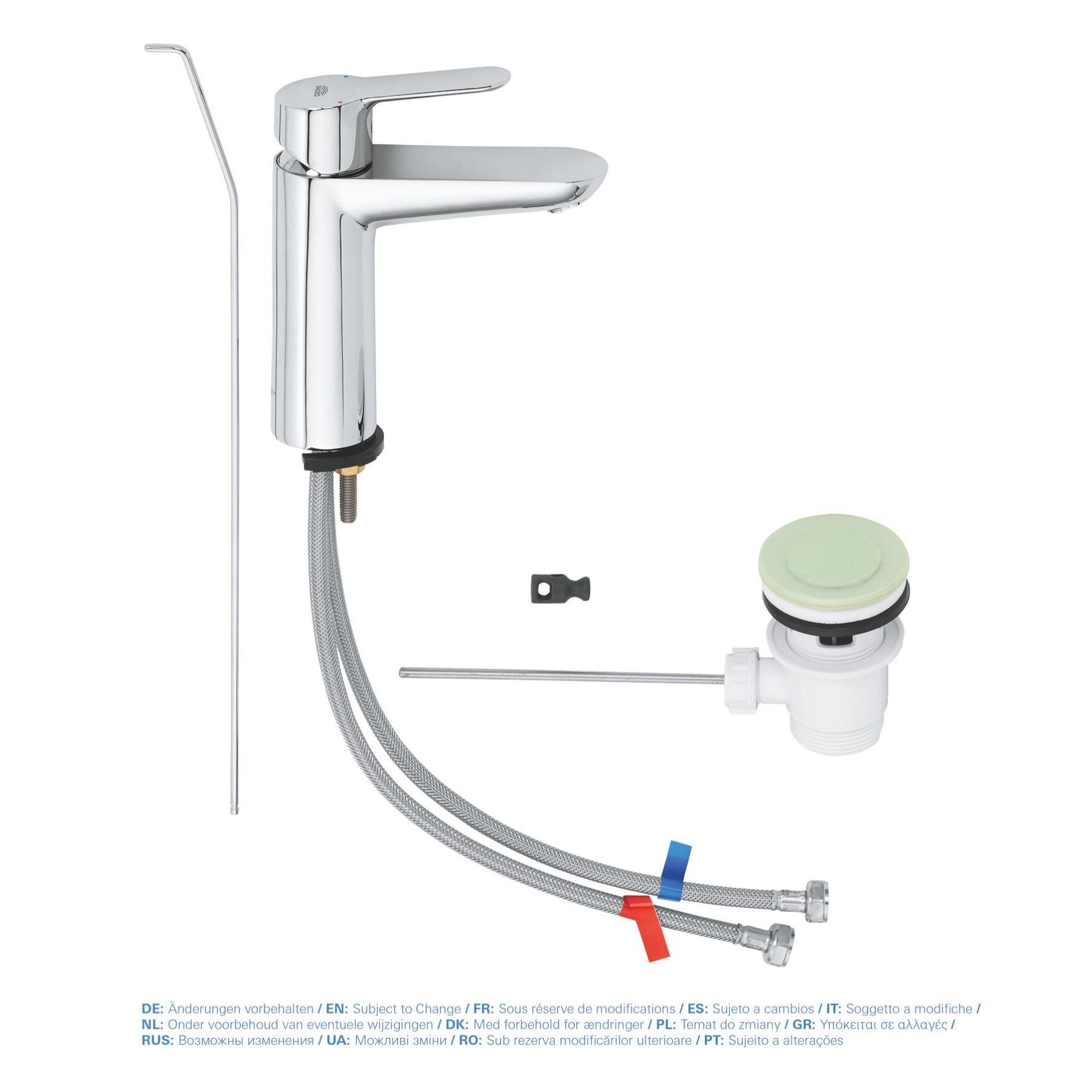 Mitigeur monocommande Lavabo BauEdge, Taille M, chromé