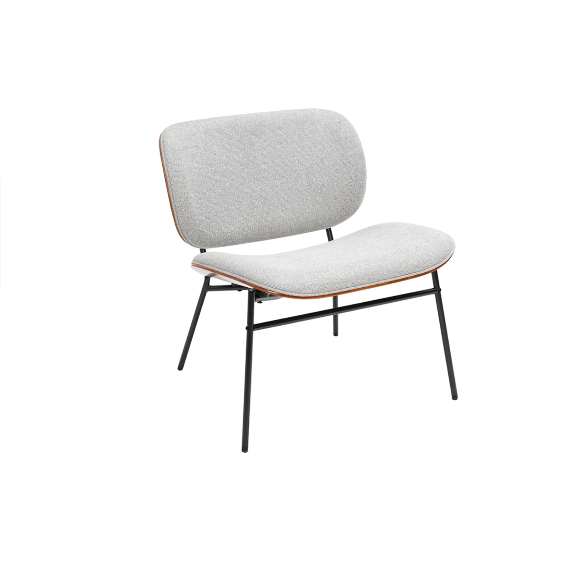 Fauteuil en tissu effet velours texturé gris et métal noir SHELBY