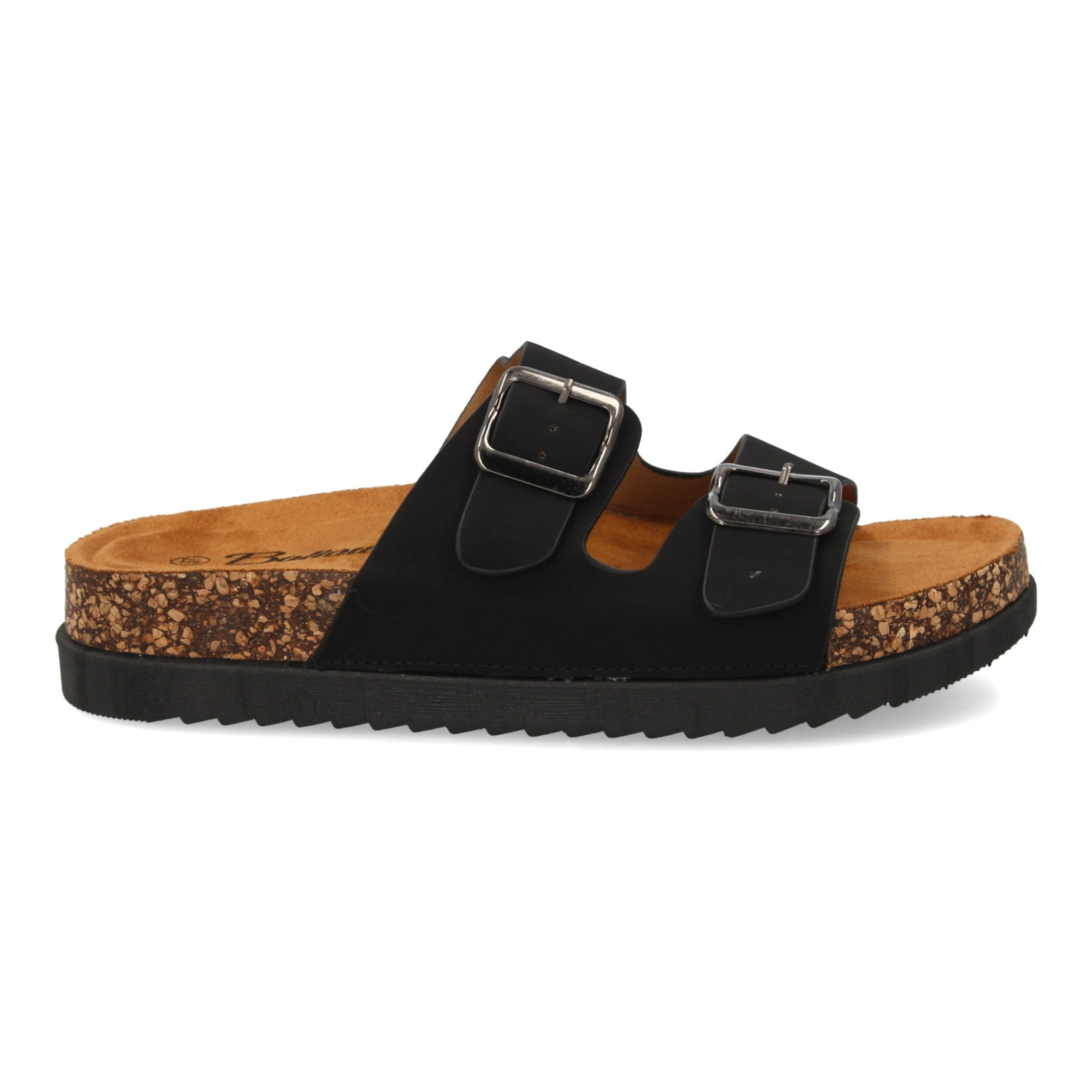 Sandalia mujer suela bio con doble hebilla.