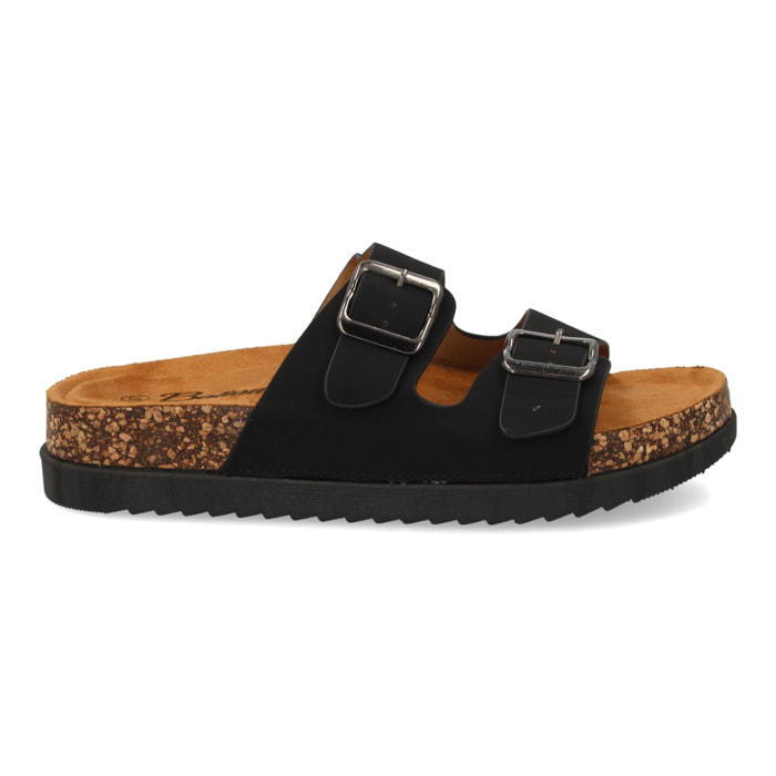 Sandalia mujer suela bio con doble hebilla.