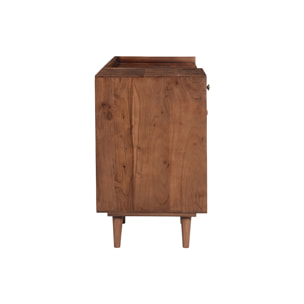 Bureau avec rangements vintage bois massif et métal doré L130 cm ROBY