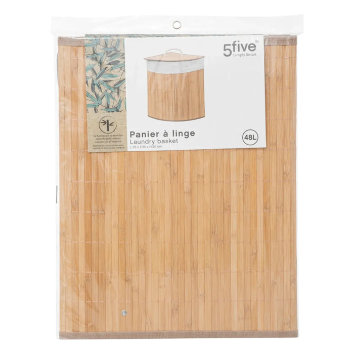 Panier à linge d'angle bambou 48L