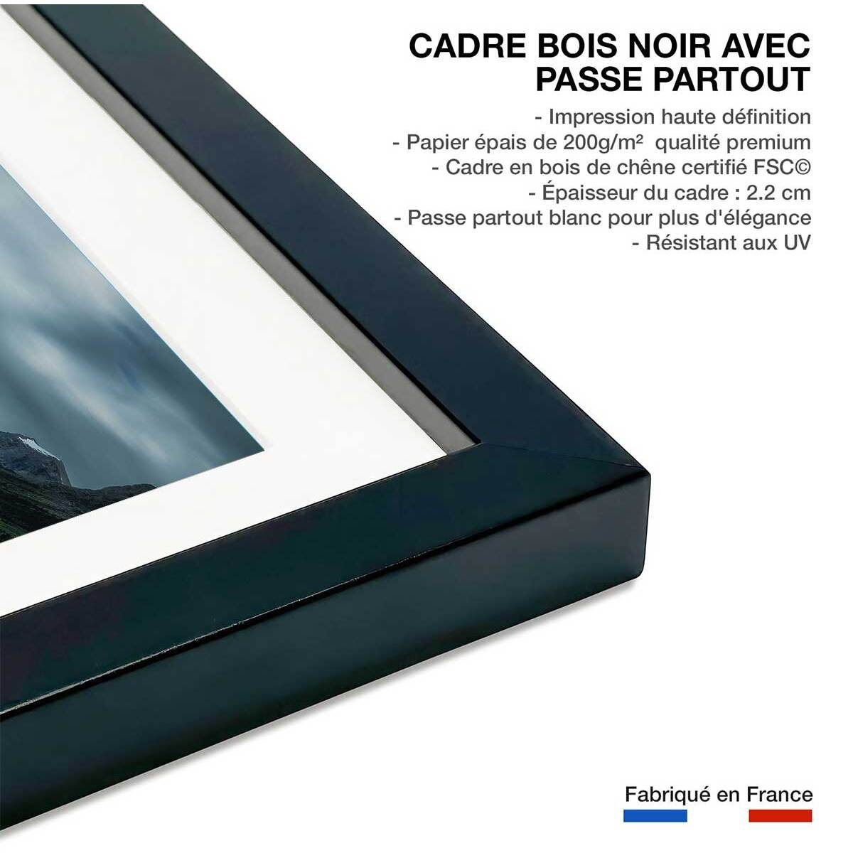 Affiche paysage du Canada, Lac de Banff Affiche + cadre en bois - Noir