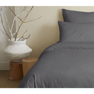 Pack complet 6 pièces unicolore Anthracite housse de couette pour lit 160 x 200 cm