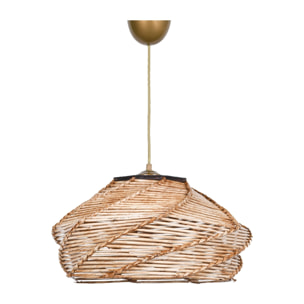 Lámpara de techo con madera, beige, colección Ness, 36x36x65, casquillo E 27 Max 45 - 60