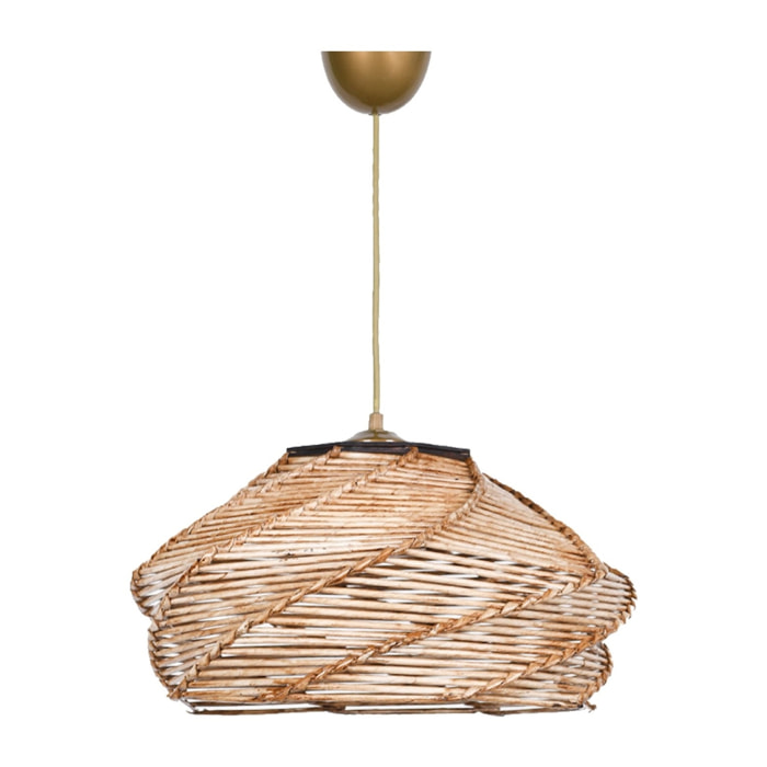 Lámpara de techo con madera, beige, colección Ness, 36x36x65, casquillo E 27 Max 45 - 60