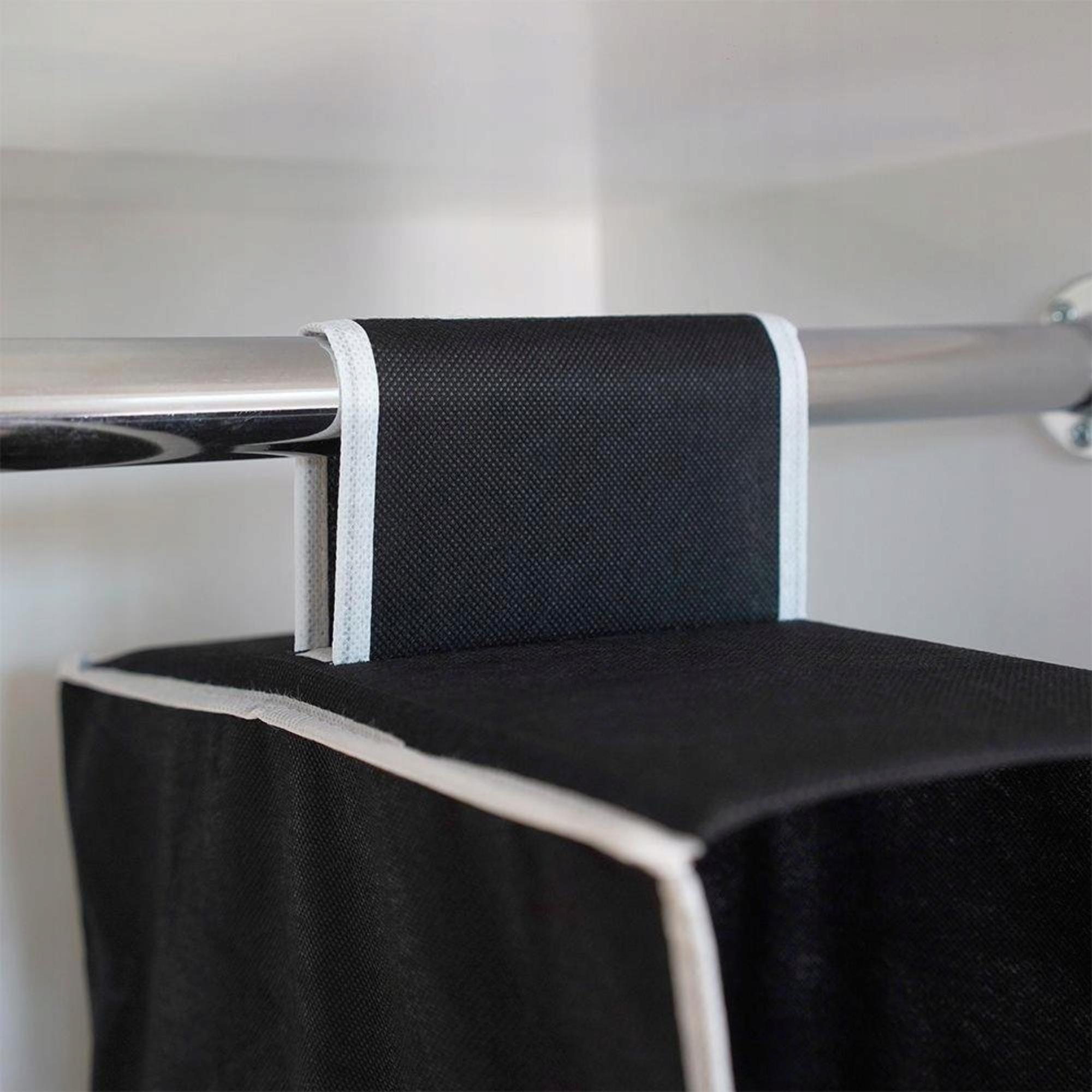 Well home organizador colgante de almacenamiento con 6 compartimentos 15x30xh84cm negro con ribetes blancos