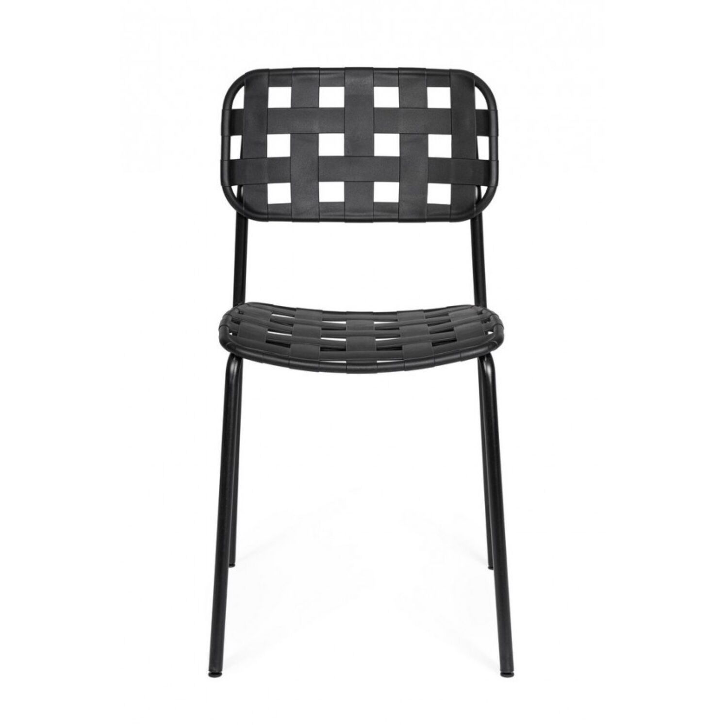 Set di 4 sedie CLOVER in polipropilene nero e struttura acciaio, impilabile