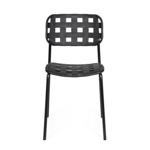 Set di 4 sedie CLOVER in polipropilene nero e struttura acciaio, impilabile