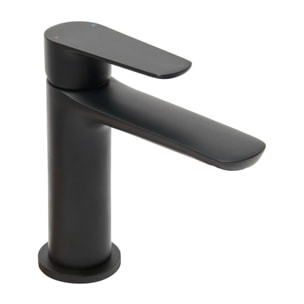 set mitigeur lavabo à levier sans tirette + mitigeur cuisine avec douchette extractible 2 jets, noir mat (SATBSD2OD271C)