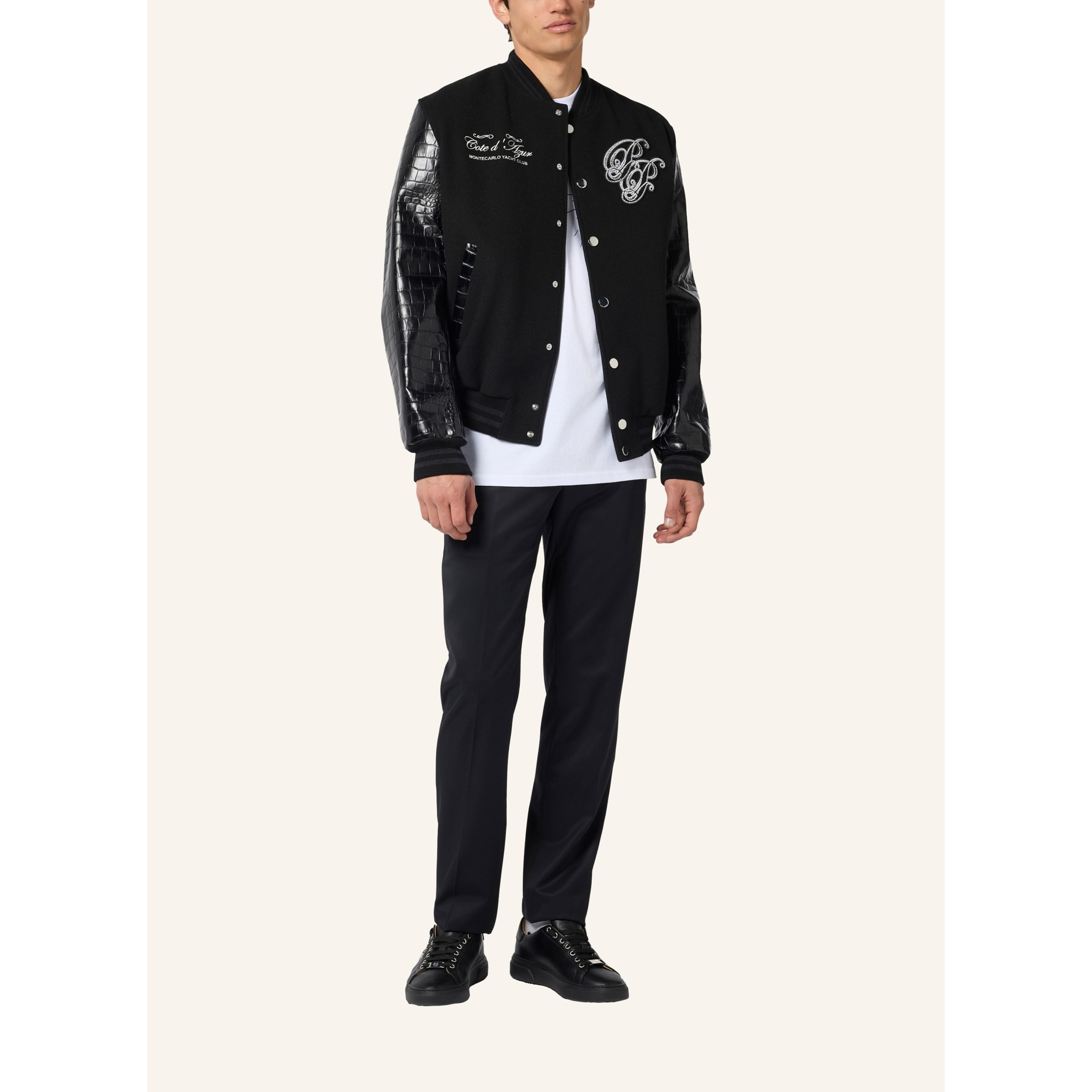 PHILIPP PLEIN Varsity Bomber Jacket Teddy Racer