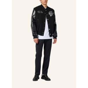 PHILIPP PLEIN Varsity Bomber Jacket Teddy Racer