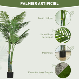 Palmier artificiel grande taille H.180cm palmier areca 14 feuilles grand réalisme PE vert