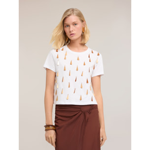 Motivi - Camiseta con bordado de lentejuelas - Blanco