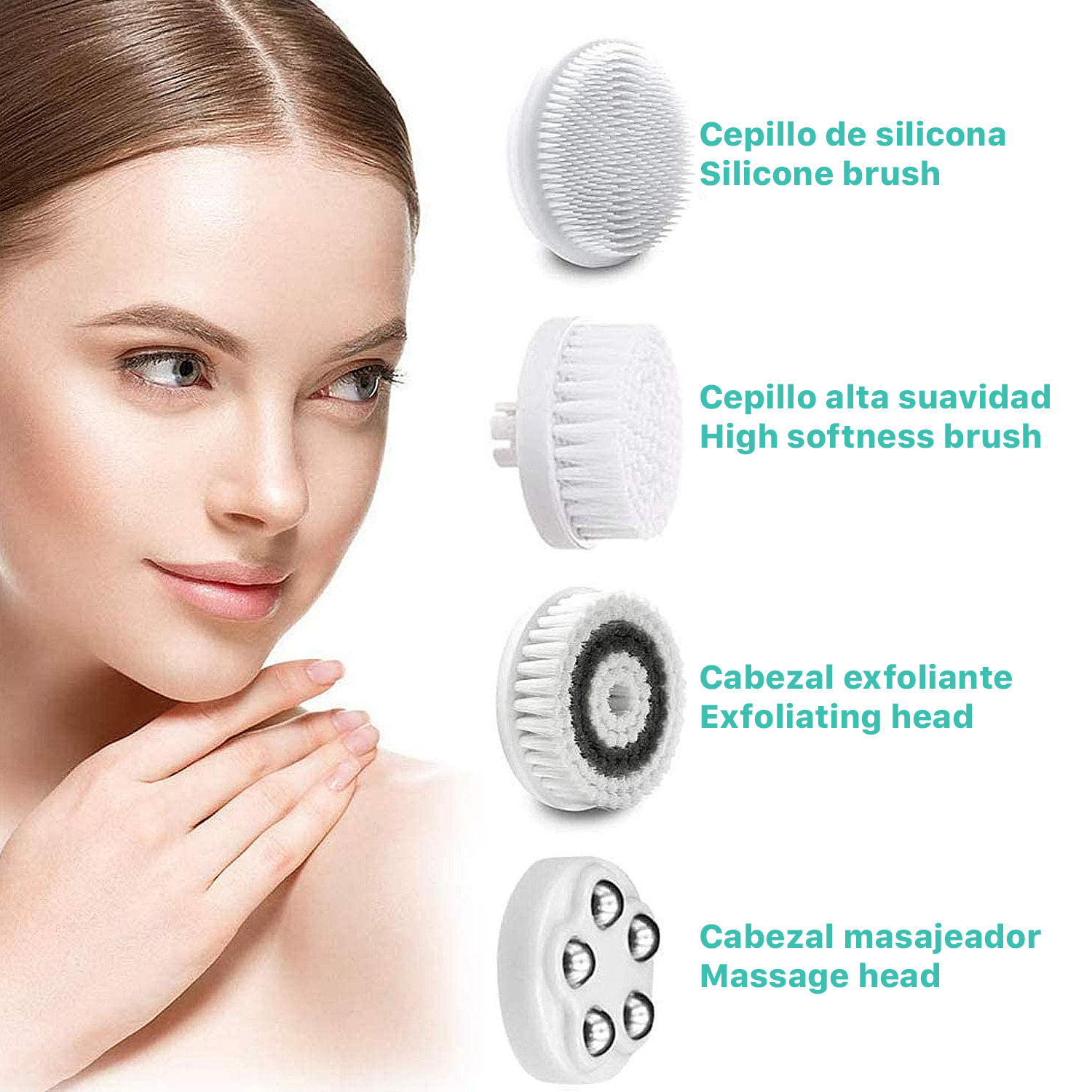 Instrumento de belleza 4 en 1. Cepillo de limpieza facial avanzado.