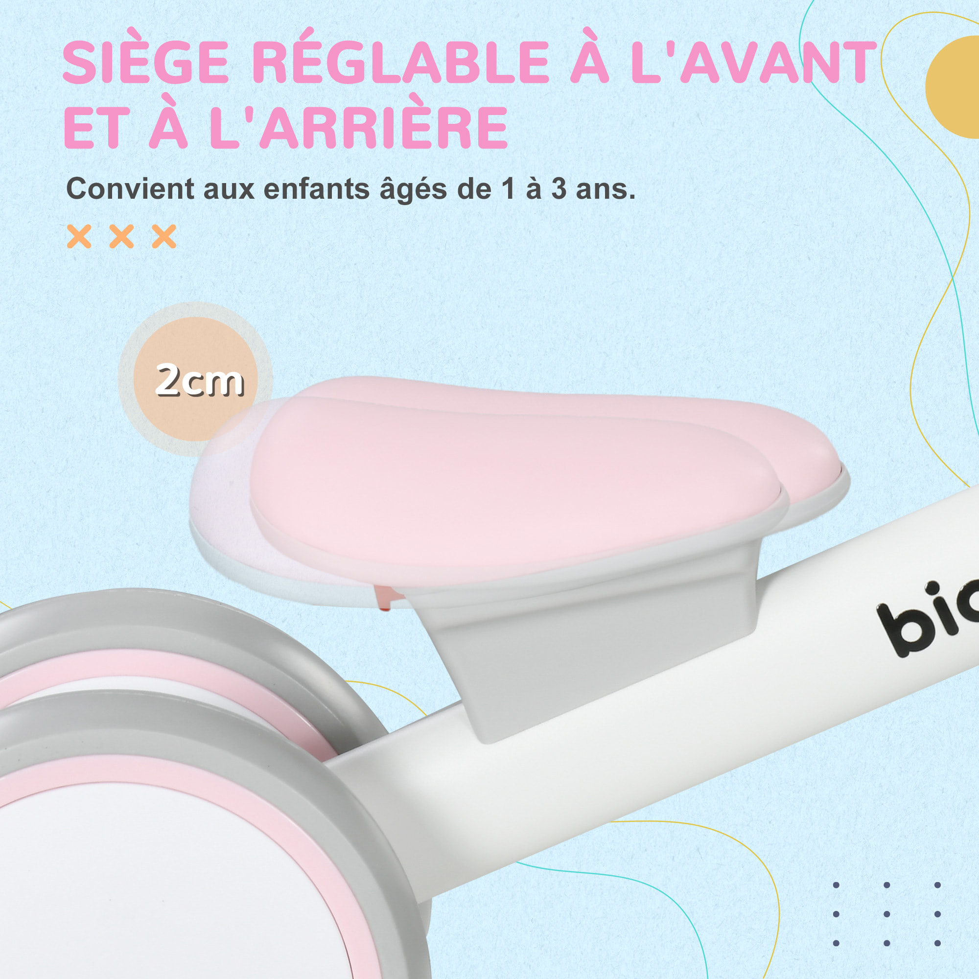 Draisienne enfant 4 roues évolutive - porteur - selle réglable, guidon ergonomique - cadre alu roues EVA rose