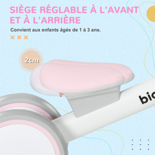 Draisienne enfant 4 roues évolutive - porteur - selle réglable, guidon ergonomique - cadre alu roues EVA rose