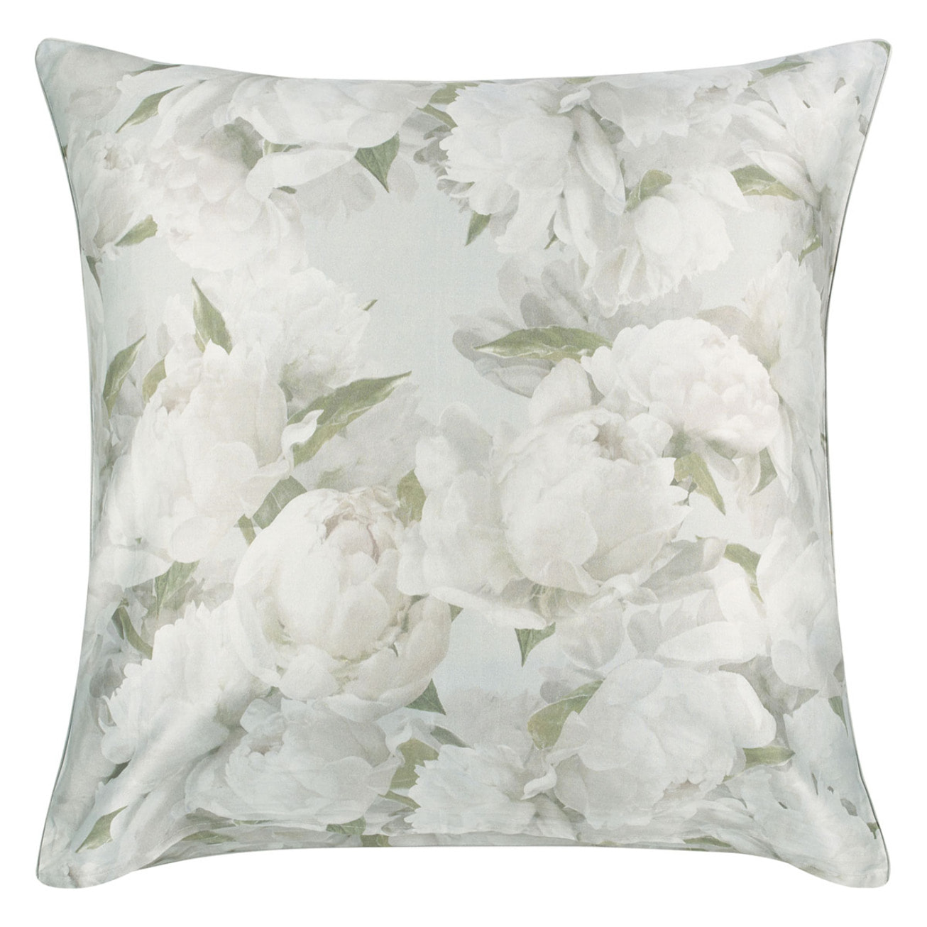 Taie d'oreiller imprimée en satin de coton, PEONIA GRANDE, Gris