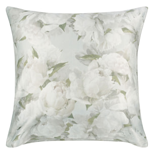 Taie d'oreiller imprimée en satin de coton, PEONIA GRANDE, Gris