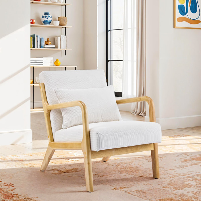 Fauteuil en bois et velours côtelé - LANNA