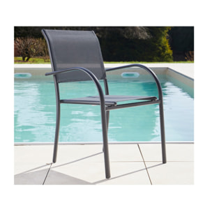 Ensemble table et fauteuils de jardin  - Chêne doré et Nuit - TIMOR
