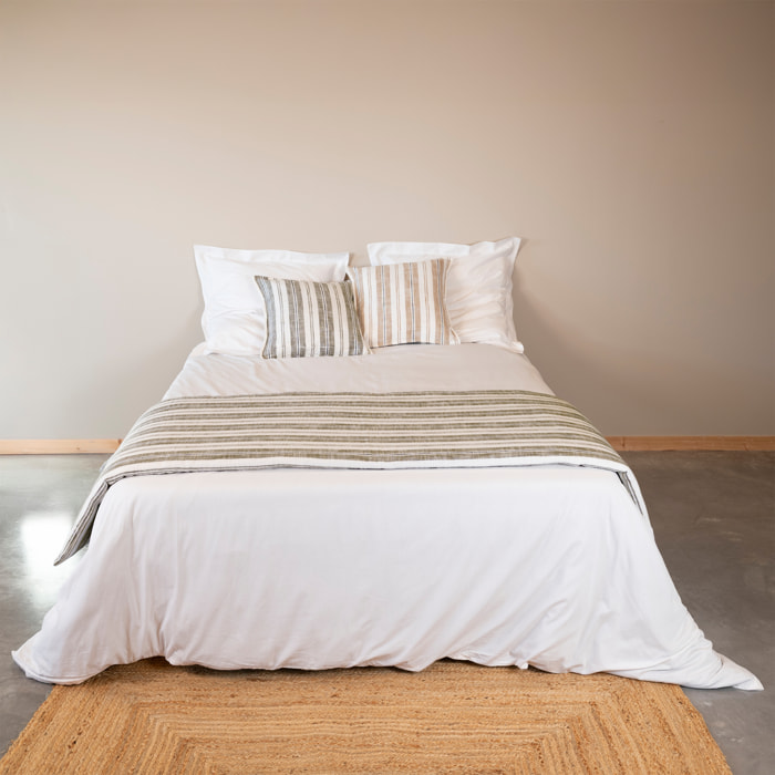 Édredon 100% coton rayures tapissier deux faces LOURMARIN - Jaune Ocre