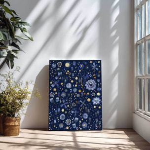 Tableau de fleurs Tableau fleurs de minuit bleu profond Toile imprimée