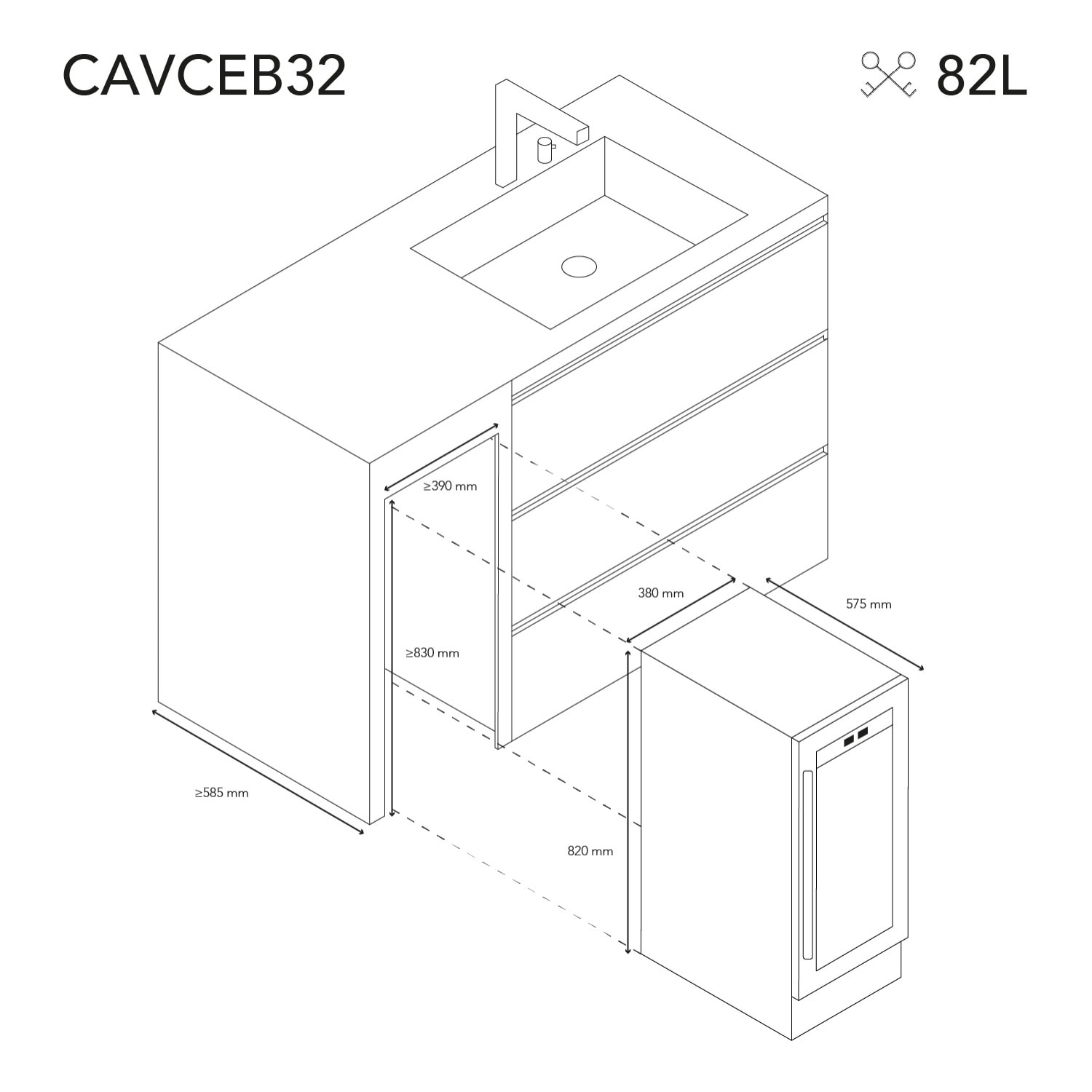 Vinoteca 32 botellas CAVCEB32 Les Petits Champs, 82L