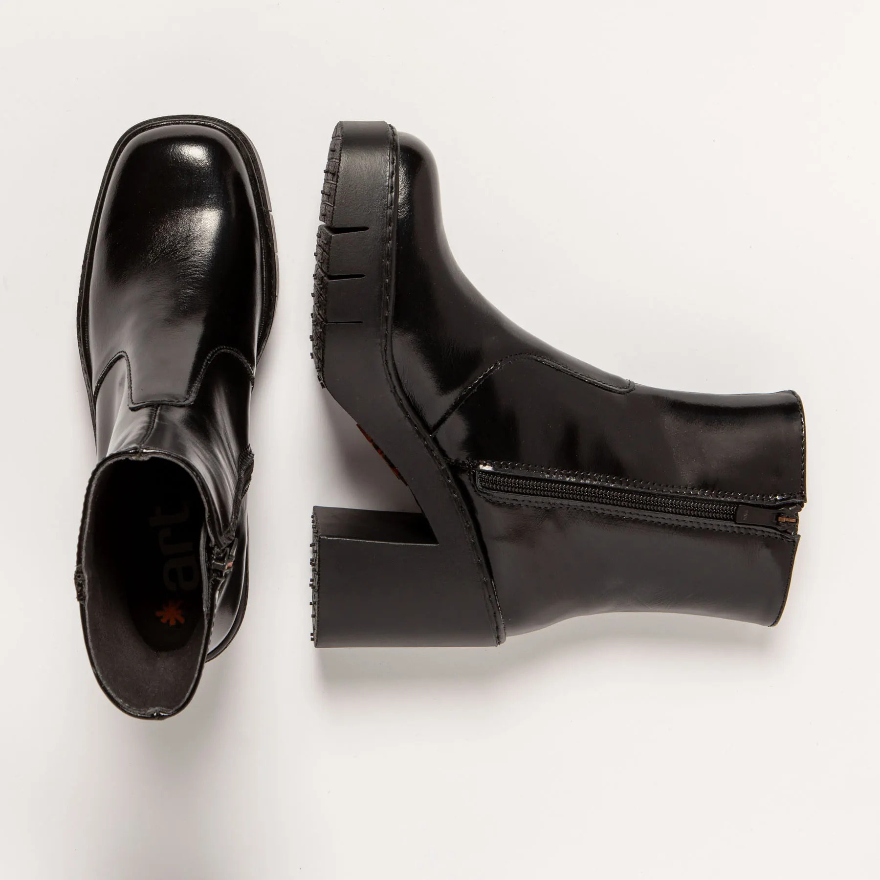 Botines con tacón 1974 NAPPA SHINNY TOTAL BLACK/BERNA color Total black