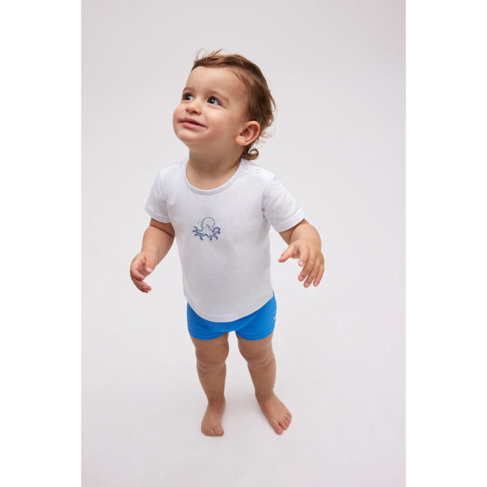 Set baby composto da costume boxer e maglietta bianca polipo