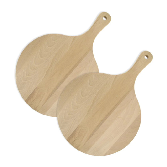 Lot de 2 planches à pizza et tarte flambée en bois 30 cm Fackelmann Pizzas Lovers