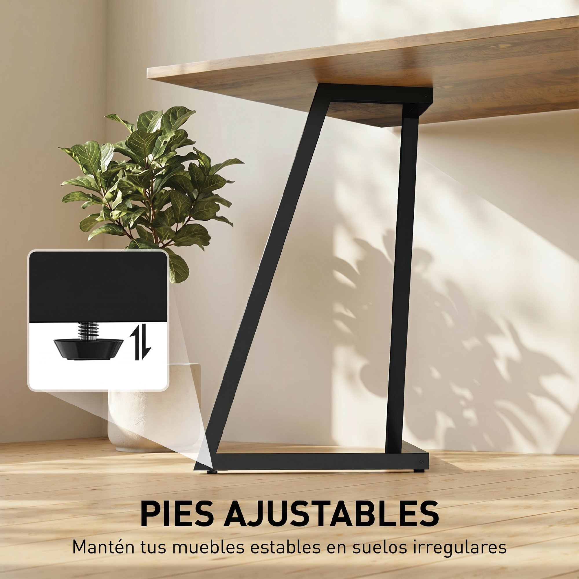 Patas de Mesa de Acero, Juego de 4 Patas para Muebles Industriales con Pies Ajustables y Tornillos para Mesa de Comedor, Banco, 43x3x72 cm, Negro