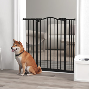 Barrera para Perros Puerta para Perros con Ancho Ajustable 74-100 cm Barrera de Seguridad para Perros con 2 Extensiones para Escaleras y Puertas Negro