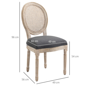 Lot de 2 chaises médaillon – Style Louis XVI – Dossier cannage