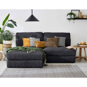 Jasper - module d'assise - en fausse fourrure côtelée - Gris Anthracite