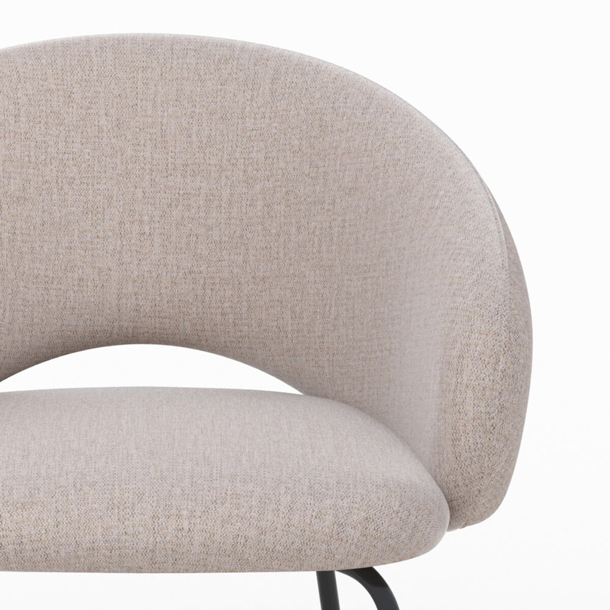Chaise en tissu beige chiné et pieds noirs - Milly