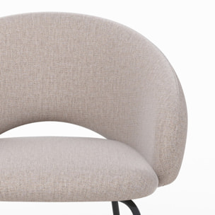 Chaise en tissu beige chiné et pieds noirs - Milly