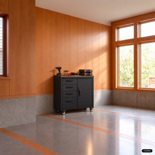 Meuble bas de rangement pour garage avec 4 tiroirs et une porte  BOBBY