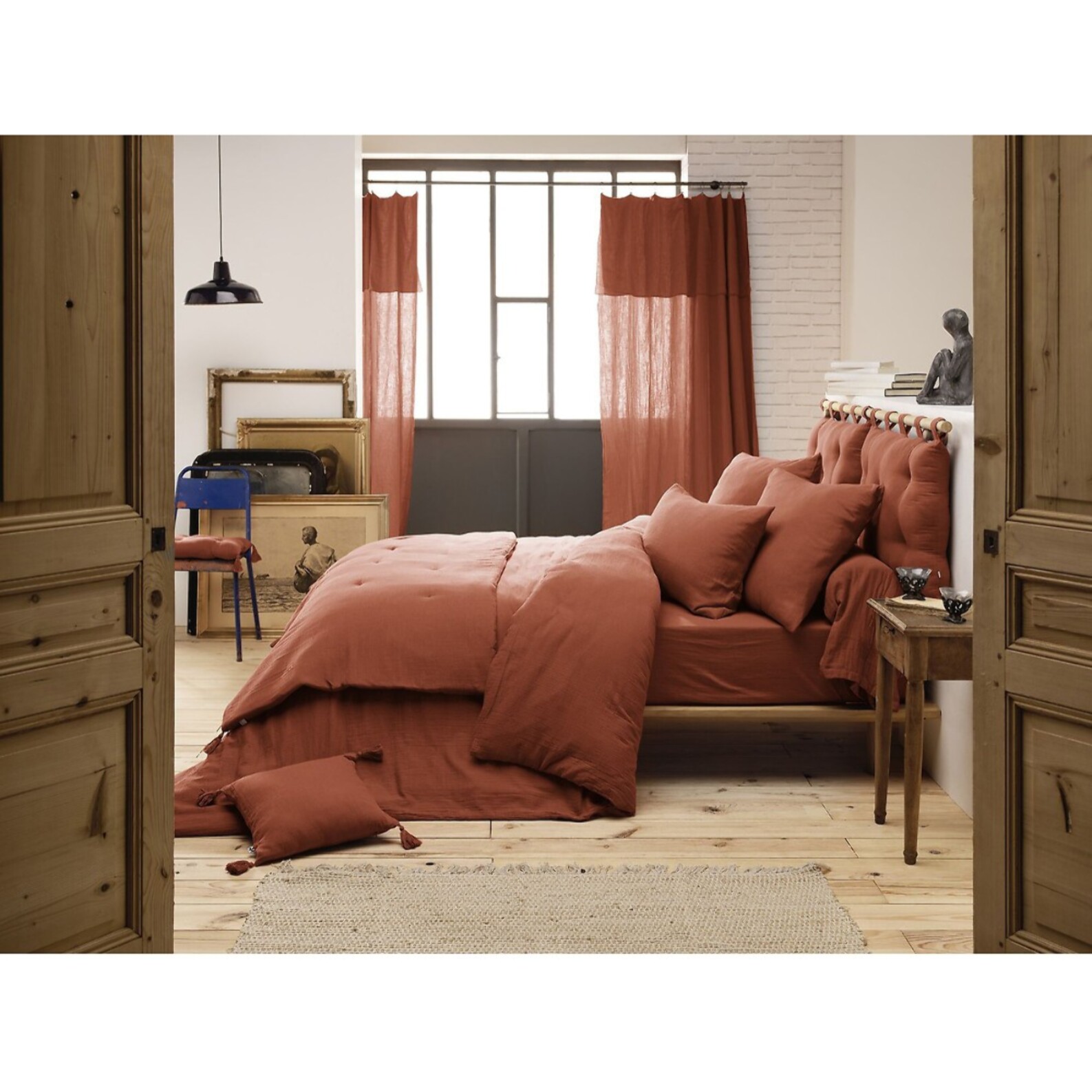 Drap Housse - Bonnet:30cm - 100% gaze De Coton Terracotta