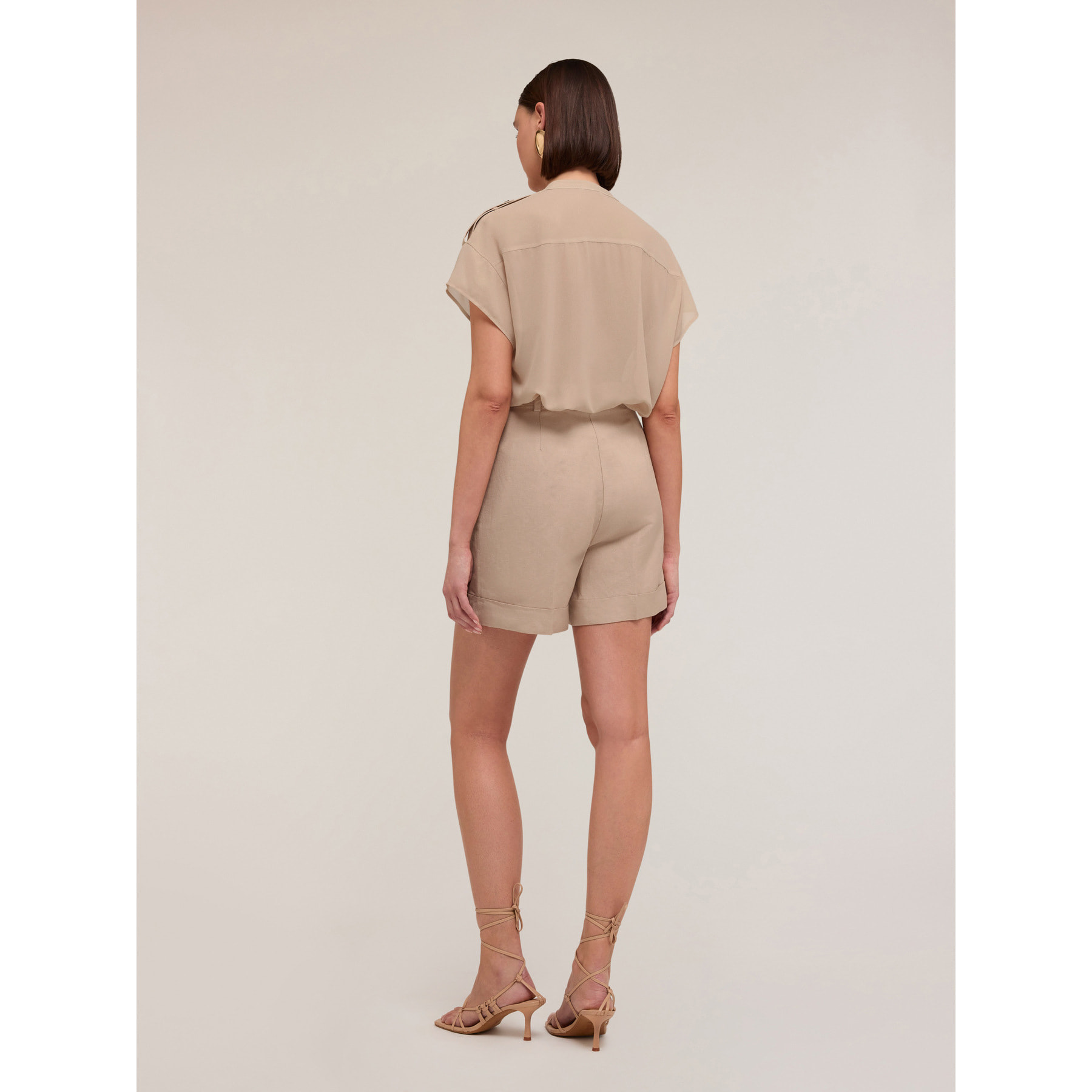 Motivi - Camicia sahariana in georgette laminata - Beige