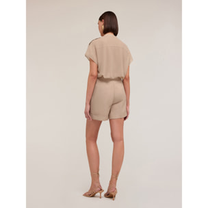 Motivi - Camicia sahariana in georgette laminata - Beige