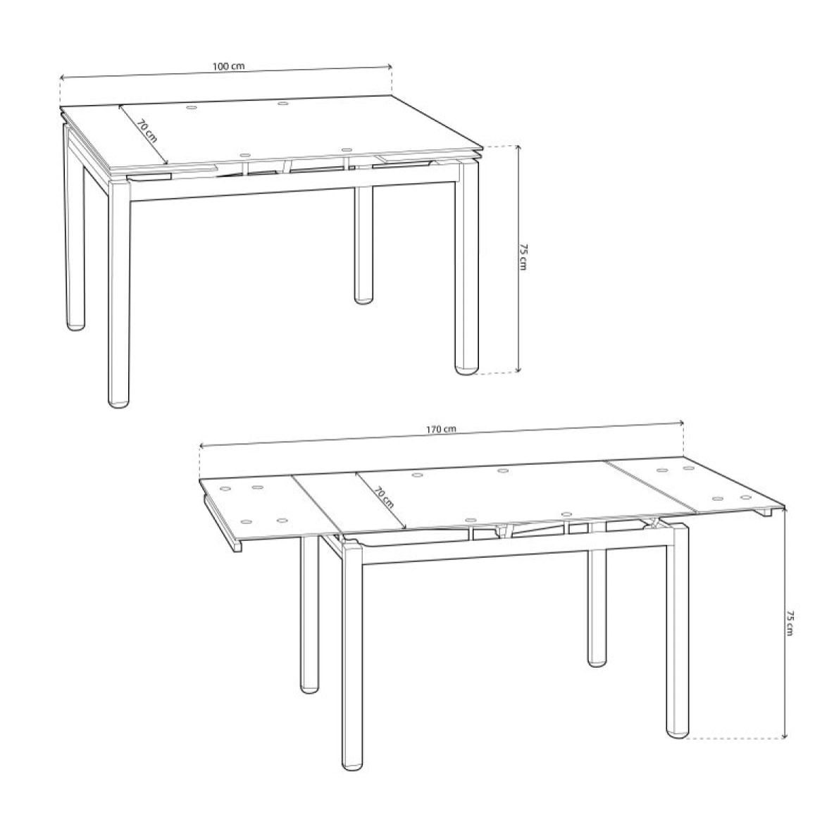 Mesa de cocina extensible Chef Gris - Blanco