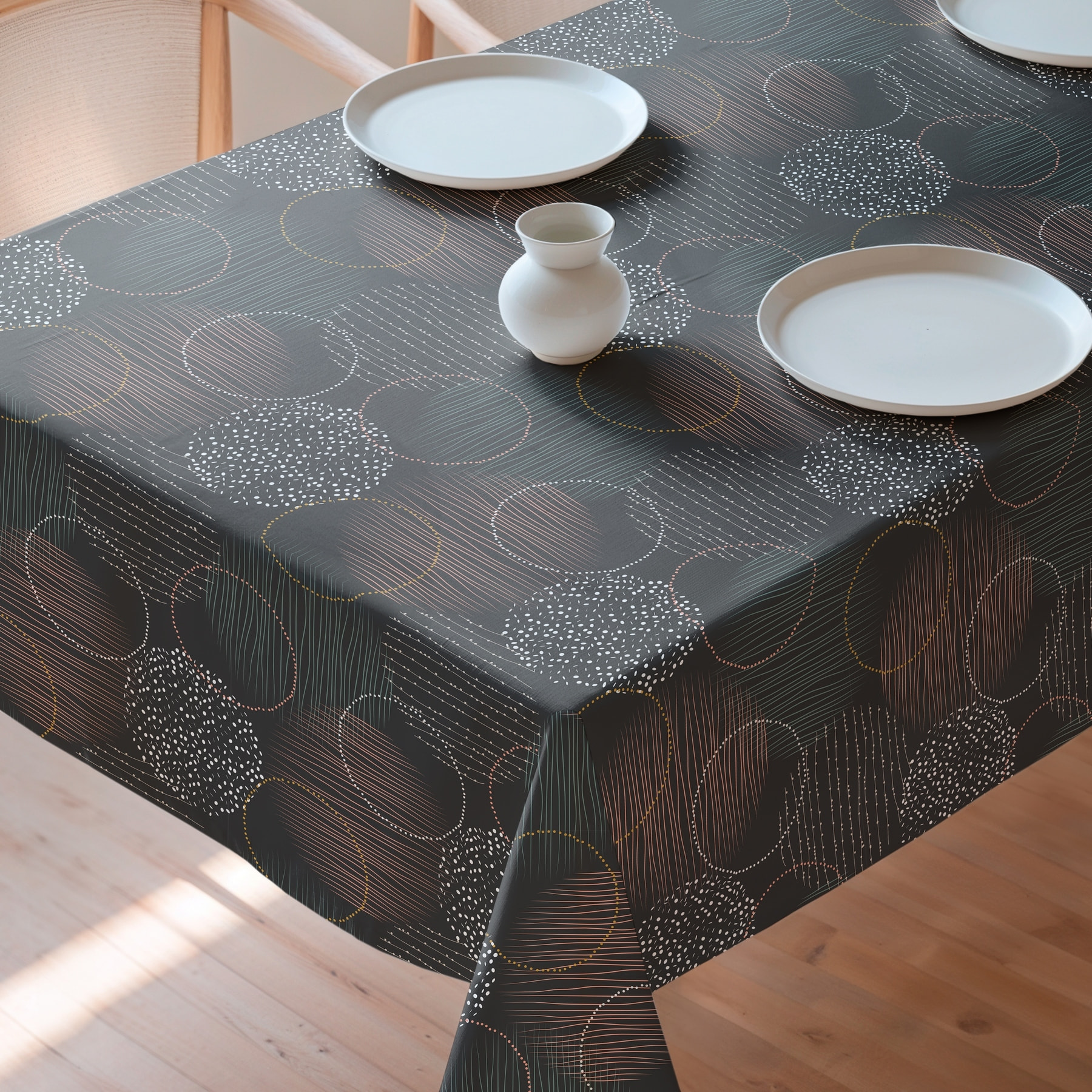 Mantel estampado antimanchas NAROA ANTRACITA