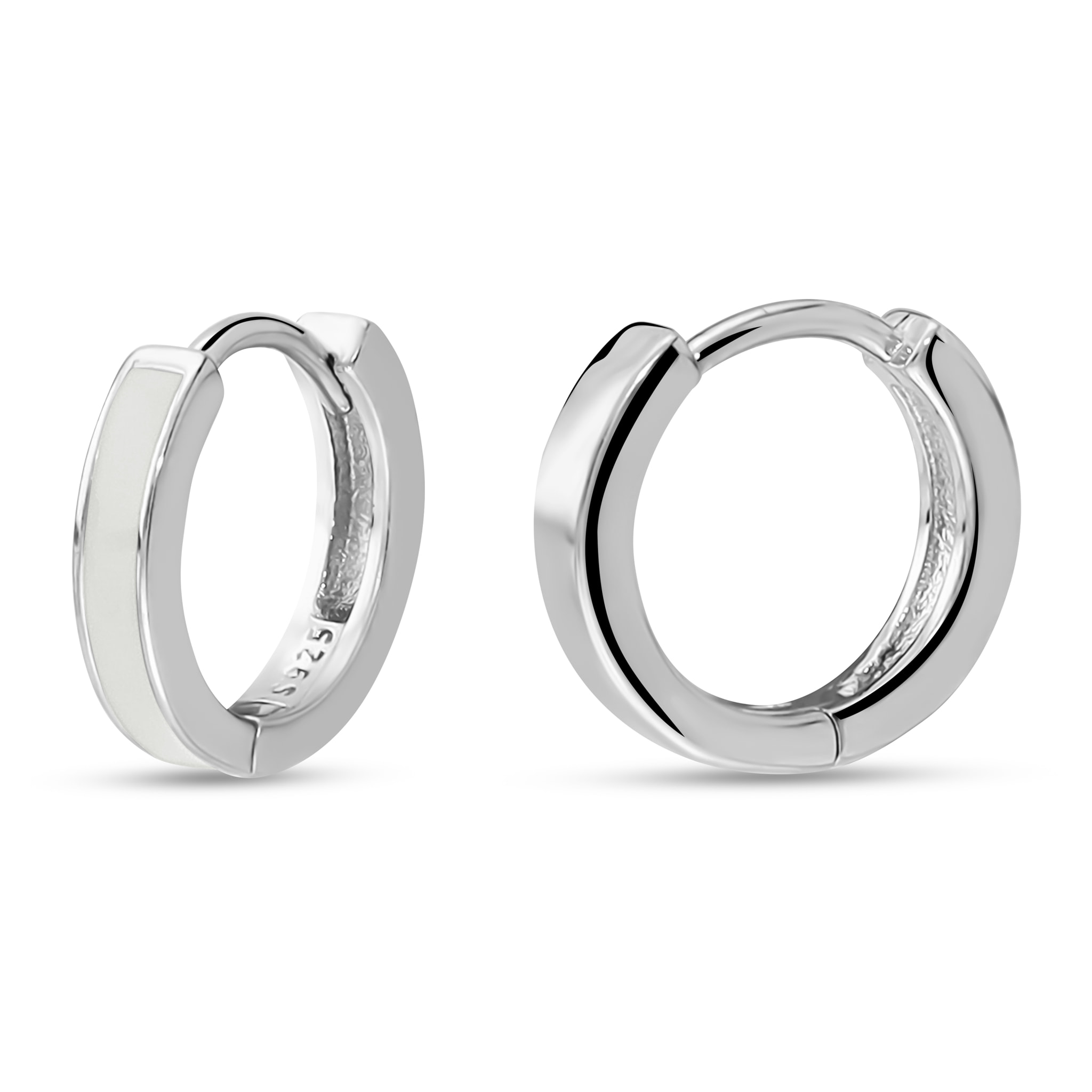 Orecchini a Cerchio Smaltati Bianchi in Argento 925