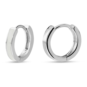 Orecchini a Cerchio Smaltati Bianchi in Argento 925