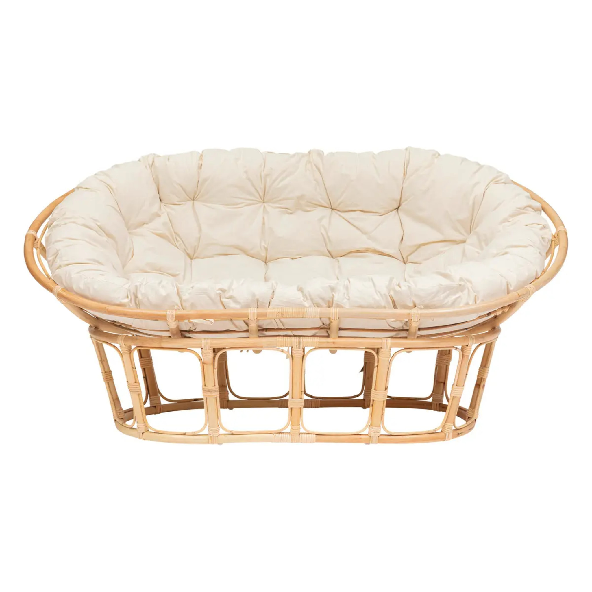 Banquette "Seram" mamasan 2 places rotin blanc