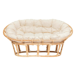 Banquette "Seram" mamasan 2 places rotin blanc