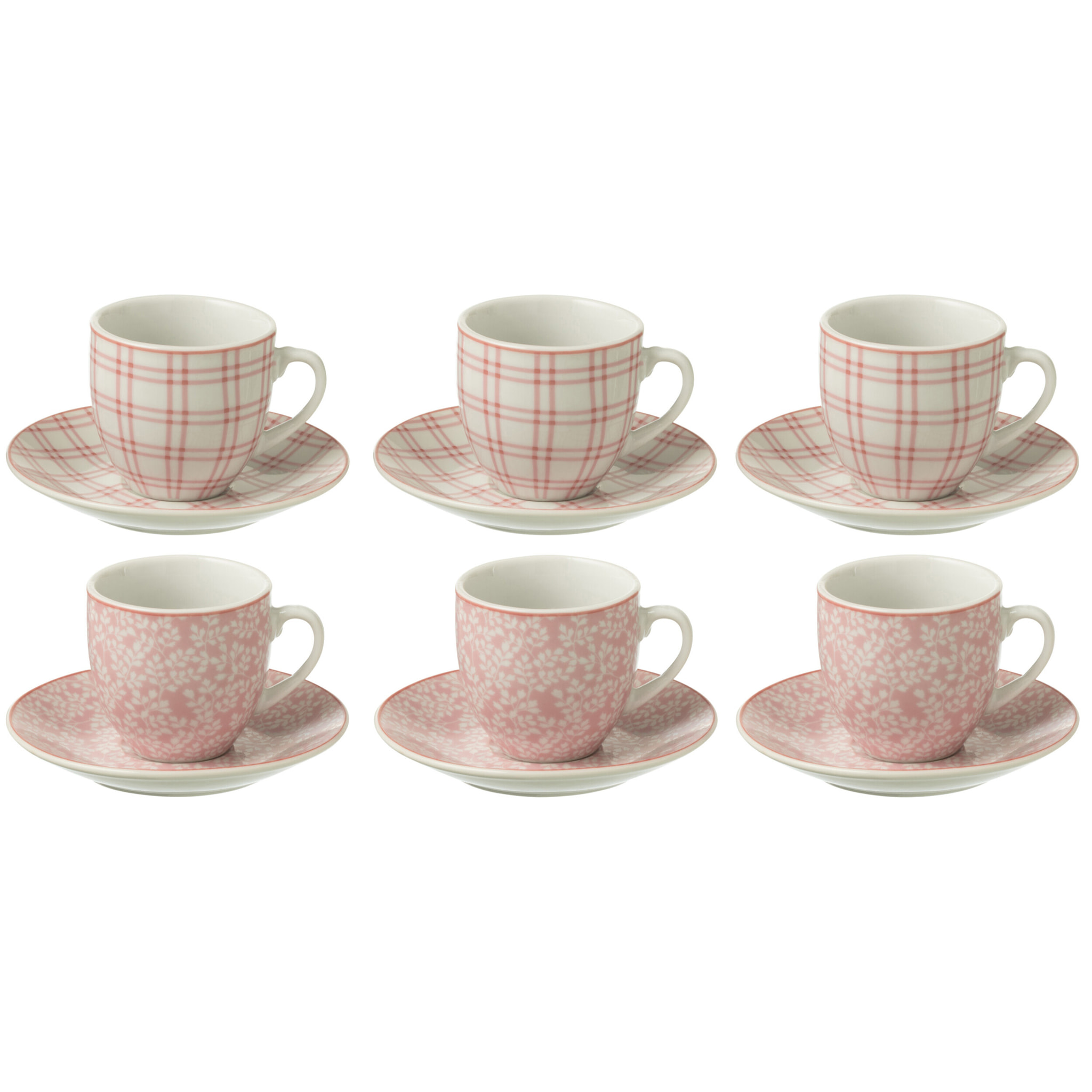 J-Line tasse + sous-tasse - céramique - rose - boîte de 6